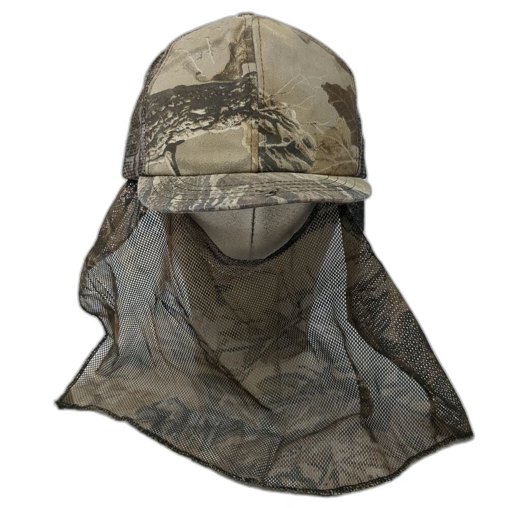 Precision Trucker Hat Brown Camo Mesh Face Mask Made in USA Hunting Vintage